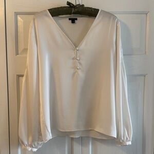 Ann Taylor Ivory Blouse with Button Accents